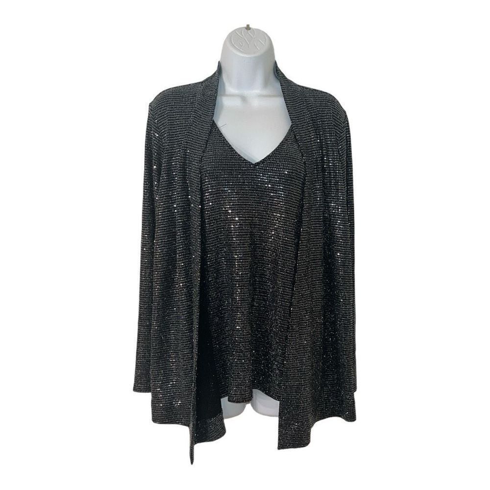 Calvin Klein Black Sequin Top Size Large